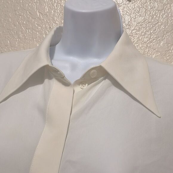 Michael Kors Collection Silk Georgette Ruffled Button Front Blouse Blouse Size 6 - Picture 3 of 8